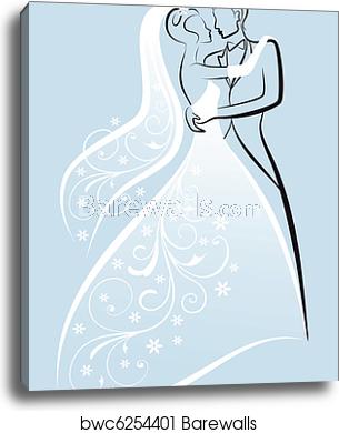 305x390 Wedding Couple, Vector, Canvas Print Barewalls Posters Prints
