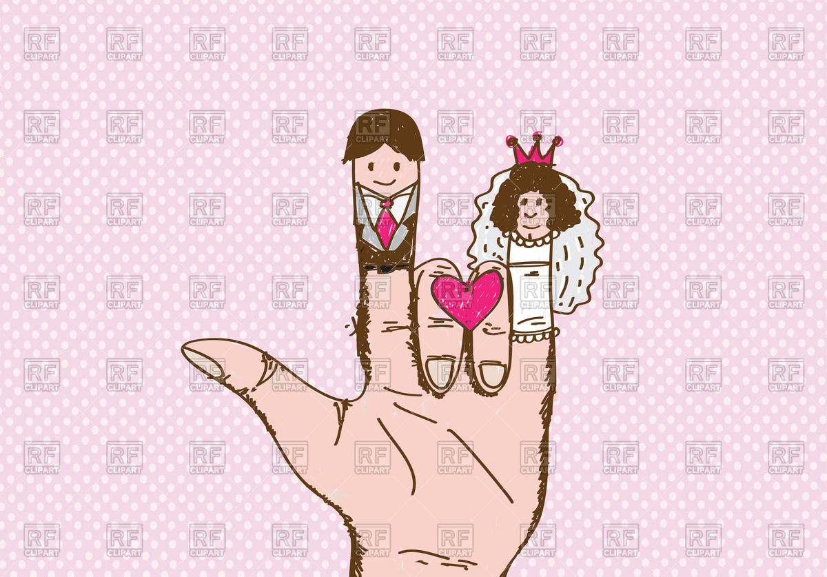 1200x837 Cartoon Hand Drawn Hand With Wedding Couple Vector Image Of People