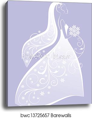 Bride In Wedding Dress, Vector, Canvas Print Barewalls Posters 305x390 Bride In Wedding Dress, Vector, Canvas Print Barewalls Posters