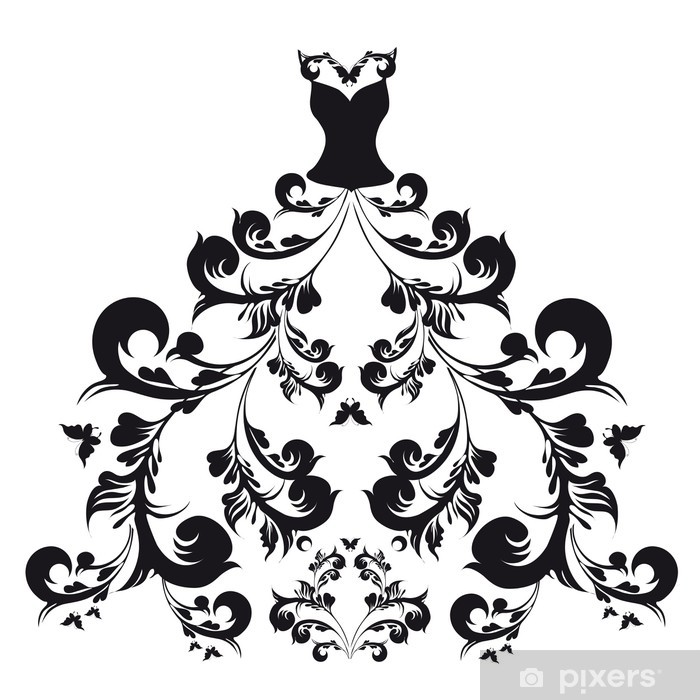 Wedding Dress Vector Self Adhesive Wall Mural 700x700 Wedding Dress Vector Self Adhesive Wall Mural