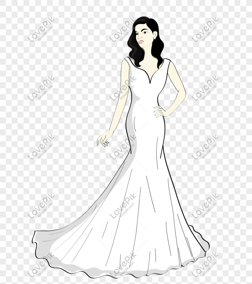 Hand Drawn Woman Wearing A Wedding Dress Vector Png Image Picture 860x966 Hand Drawn Woman Wearing A Wedding Dress Vector Png Image Picture