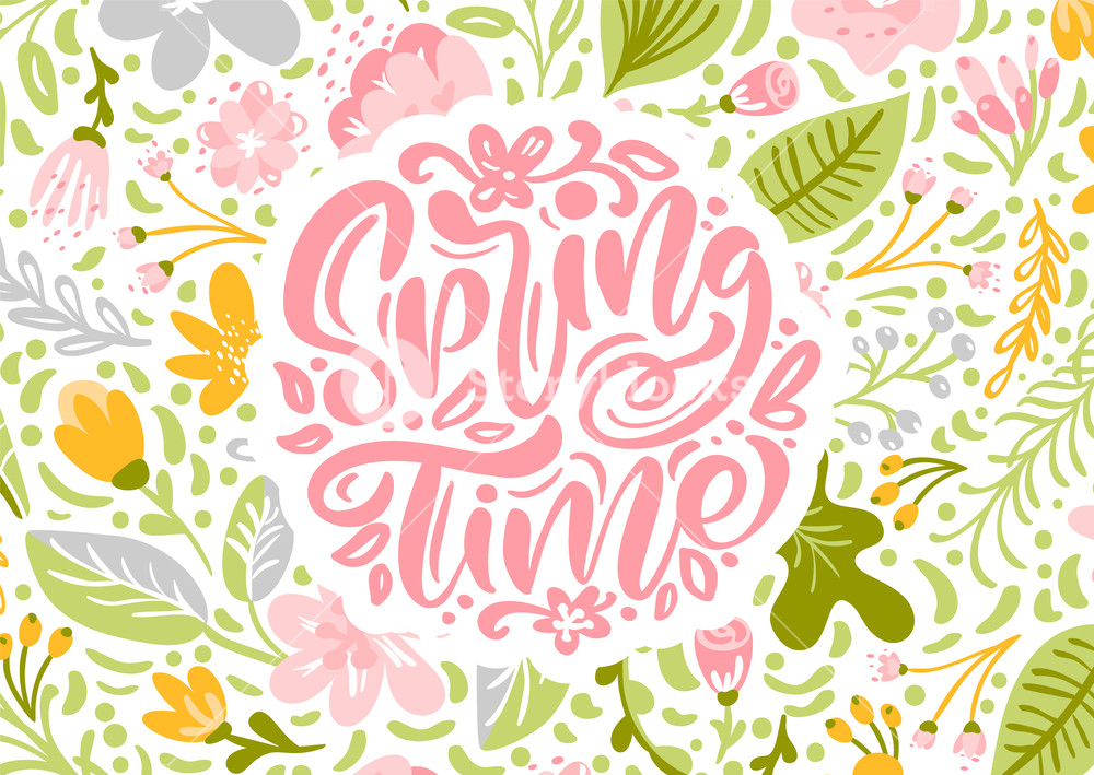Flower Vector Greeting Card With Text Spring Time Isolated Flat 1000x709 Flower Vector Greeting Card With Text Spring Time Isolated Flat