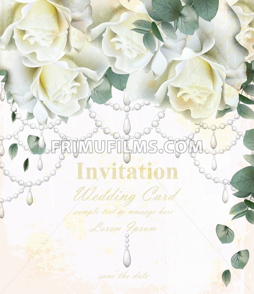 Beautiful Wedding Invitation With White Roses Flowers Luxurious 519x600 Beautiful Wedding Invitation With White Roses Flowers Luxurious