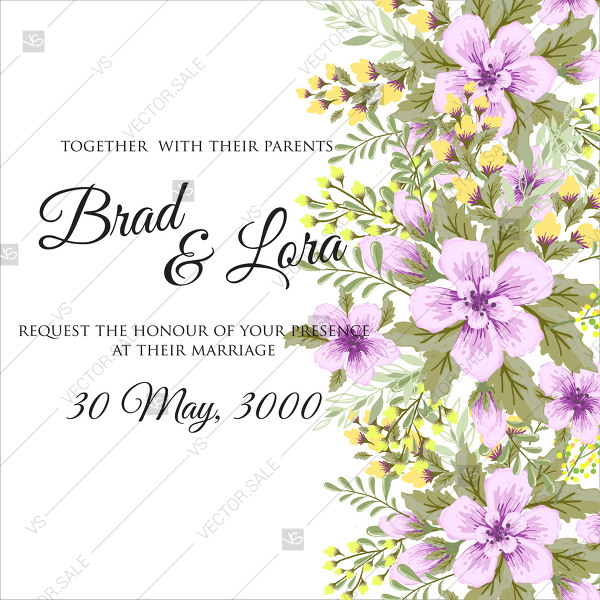 Spring Flower Vector Wedding Invitation Template Marriage 600x600 Spring Flower Vector Wedding Invitation Template Marriage