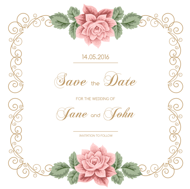 Vintage Flower With Wedding Invitation Vector Free Download 612x611 Vintage Flower With Wedding Invitation Vector Free Download