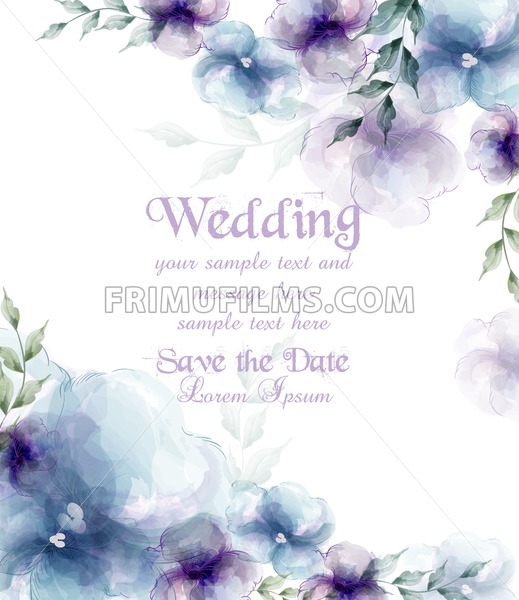 Wedding Card With Watercolor Blue Flowers Vector Illustration 519x600 Wedding Card With Watercolor Blue Flowers Vector Illustration