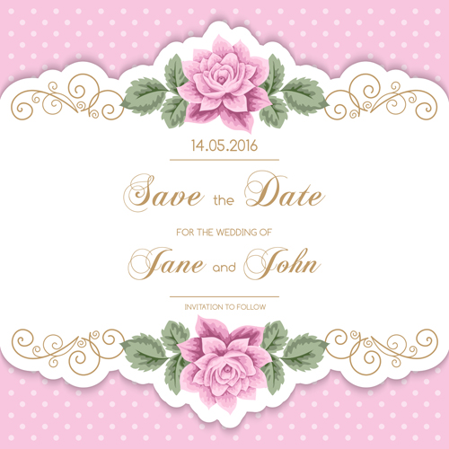 Wedding Invitetion Card With Pink Flower Vector Free Download 500x500 Wedding Invitetion Card With Pink Flower Vector Free Download