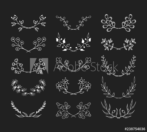 500x450 Hand Drawn Floral Laurel Borders Vector Isolated Elements