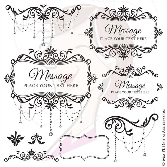 570x570 Ornate Frames Vintage Wedding Decoration Old Style Vector Clipart