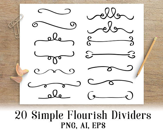 570x456 Simple Flourish Dividers, Wedding Dividers, Wedding Clipart