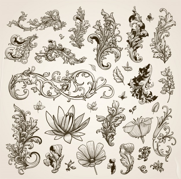 626x620 Wedding Flourish Nature Decorative Pattern Vector Premium Download