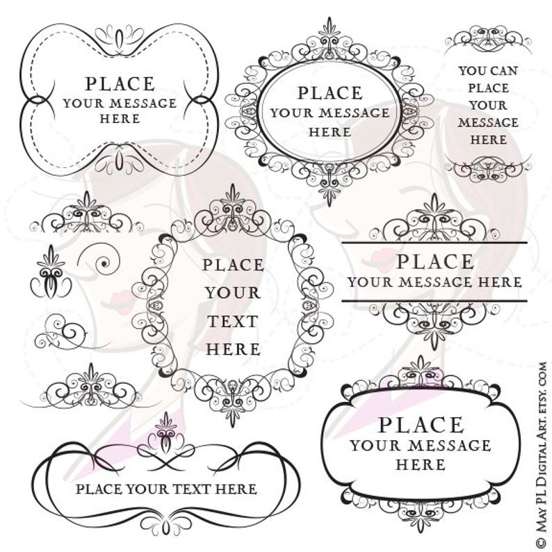 794x794 Flourish Frames Clipart Digital Swirls Vector Diy Wedding Save Etsy