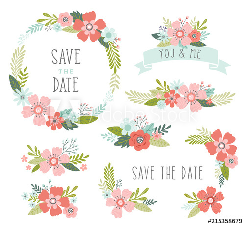 500x462 Wedding Flowers Vector Collection Floral Design Elements