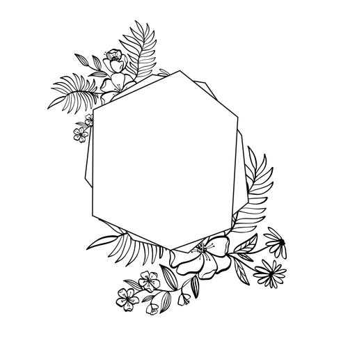 490x490 Graphic Floral Geometry Frame Vector Leaves And Flowers In Cute