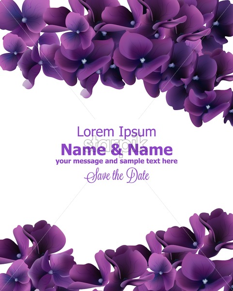 481x600 Purple Flowers Frame Vector Wedding Invitation Card, Ceremony