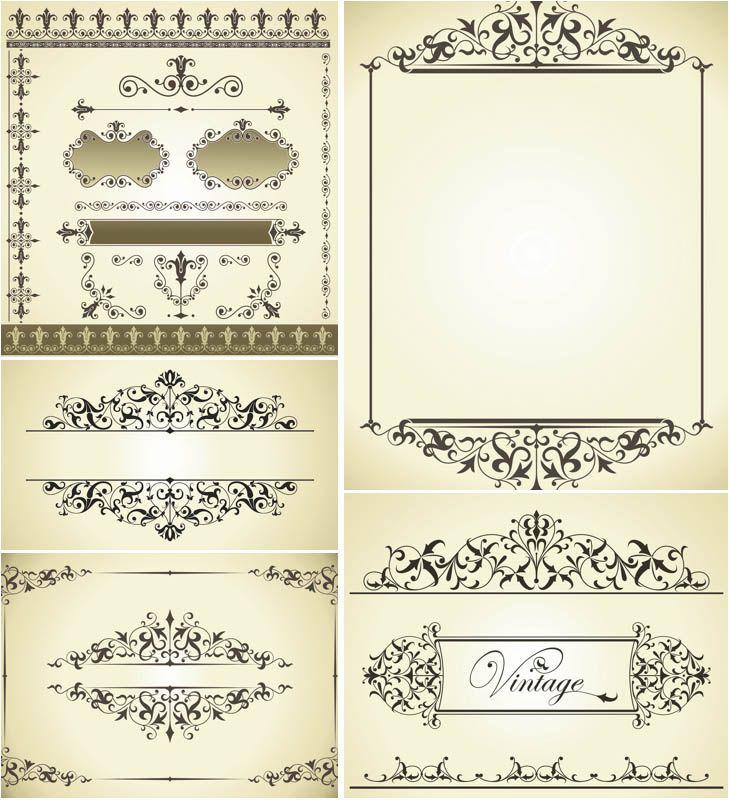 730x800 Vintage Decorative Wedding Frames Vector Download
