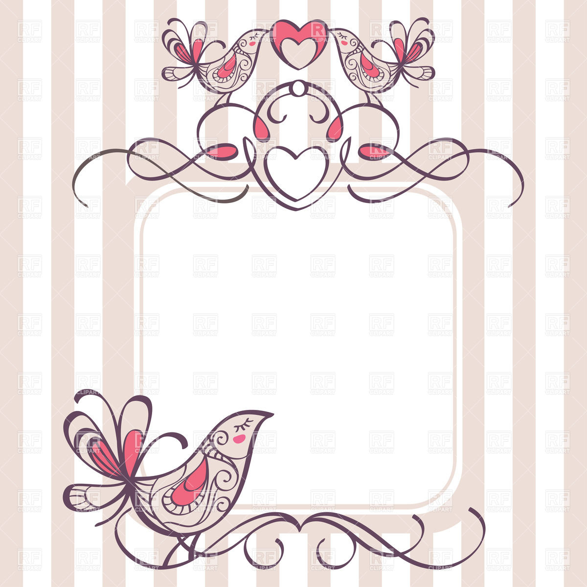 1200x1200 Wedding Frame With Cute Birds Vector Image Of Borders And Frames