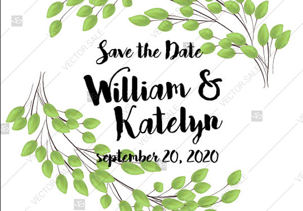 600x417 Save The Date Greenery Wreath Wedding Invitation Set Eucalyptus