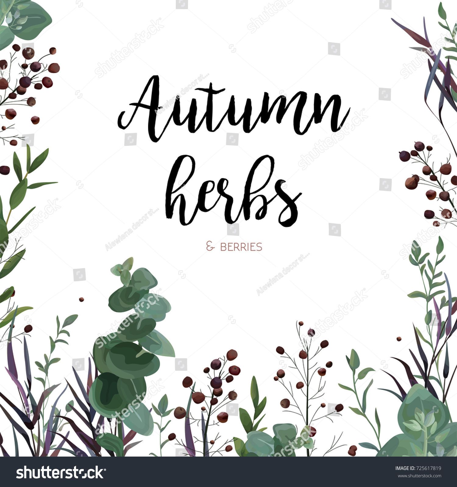 1500x1600 Vector Floral Watercolor Style Card Design Eucalyptus Seeded