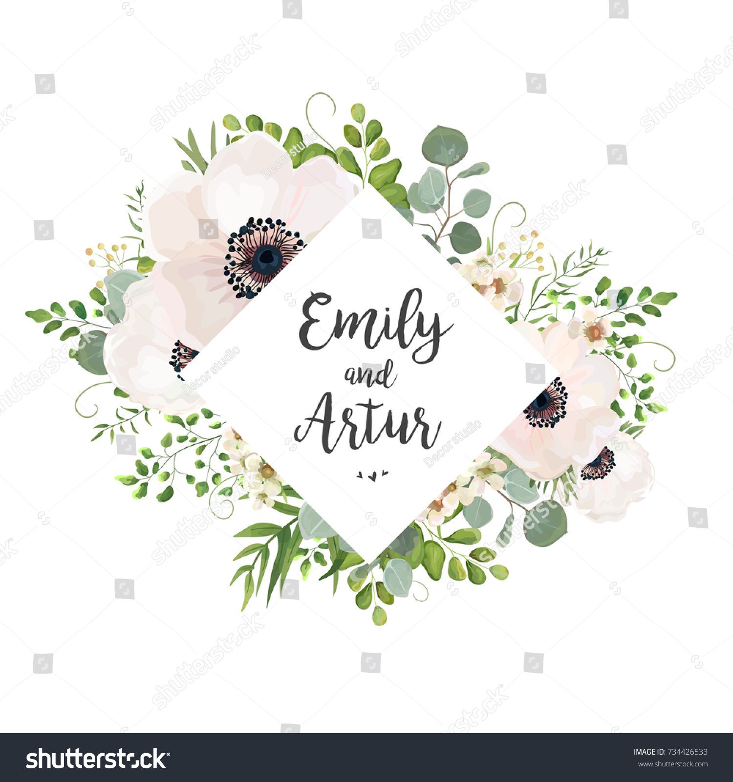 1500x1600 Vector Floral Wedding Invite Card Design Eucalyptus Silver Dollar