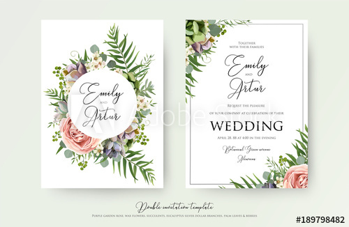 500x326 Floral Wedding Invitation Elegant Invite, Thank You, Rsvp Card