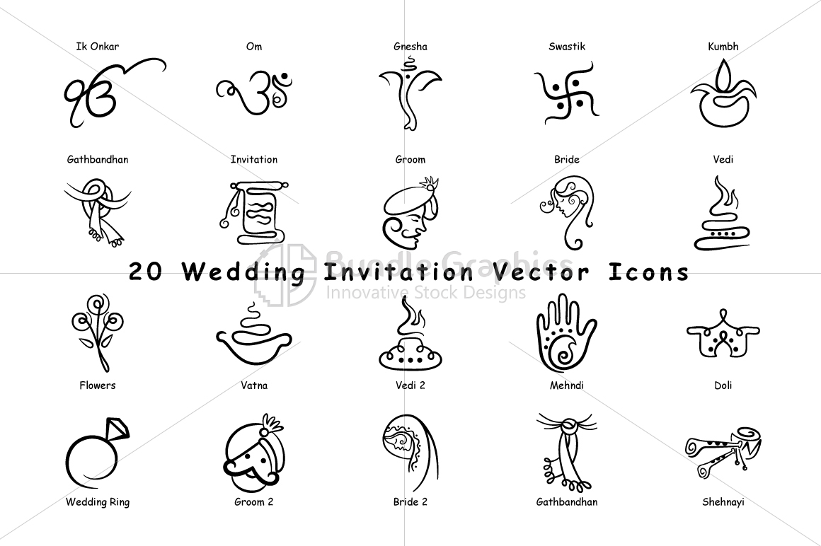1160x772 Indian Wedding Invitation Icons Vector Pack