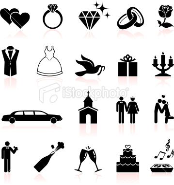 359x380 Summer Wedding Day Black And White Royalty Free Vector Icon Set