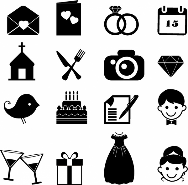 600x592 Wedding Icons Free Vector In Adobe Illustrator