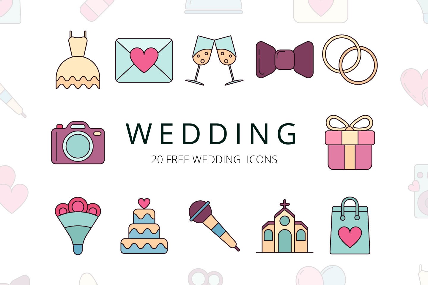 1440x960 Wedding Vector Free Icon Set