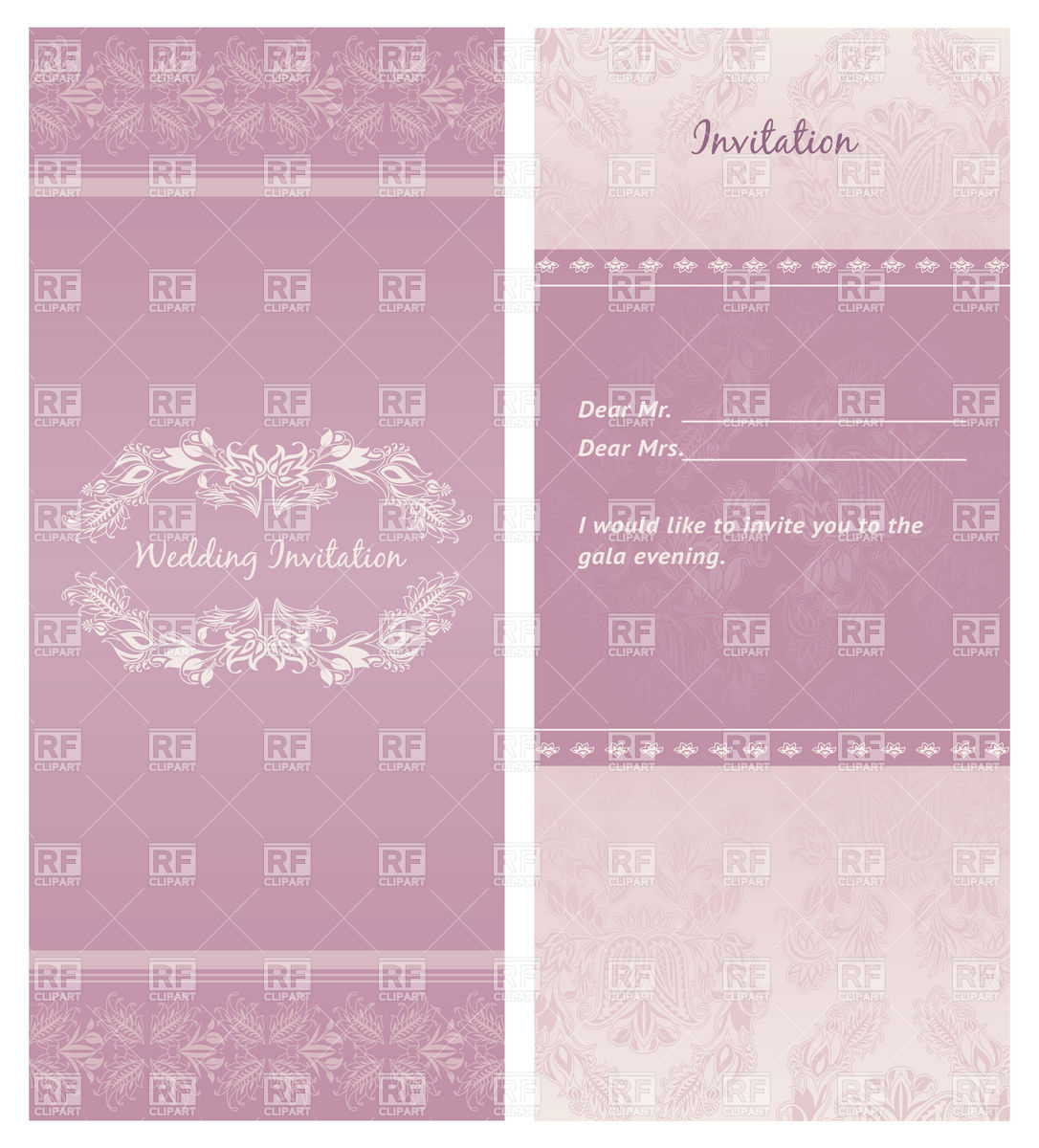 1086x1200 Lilac Wedding Invitation With Floral Background Vector Image
