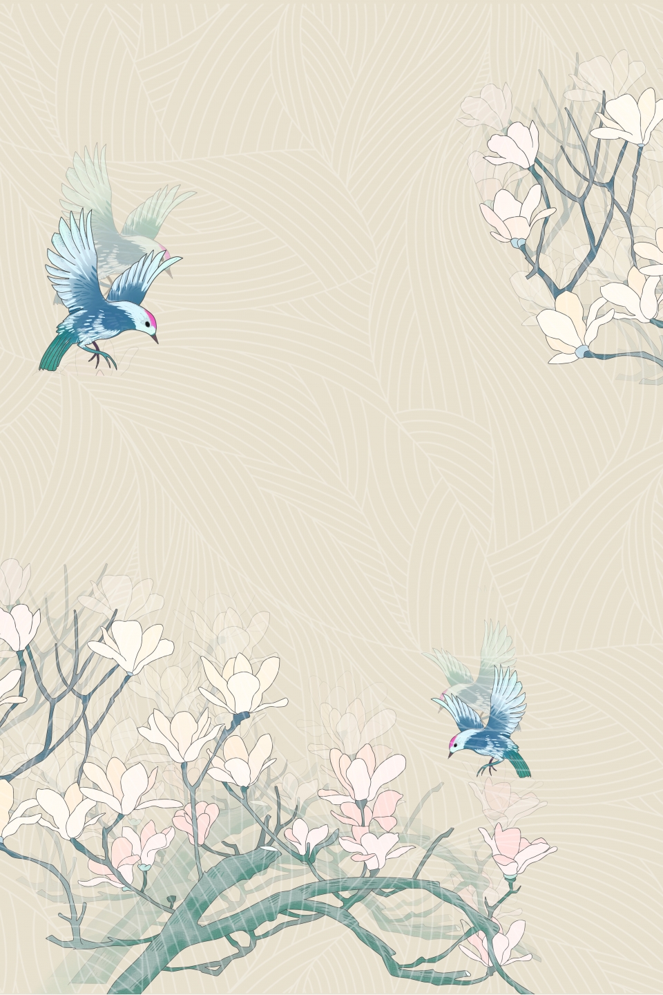 960x1440 Love Bird Ribbon Elegant Wedding Invitation Background, Elegant