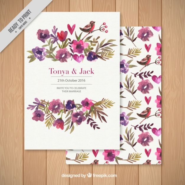 626x626 Wedding Invitation Decorated With A Floral Background Vector