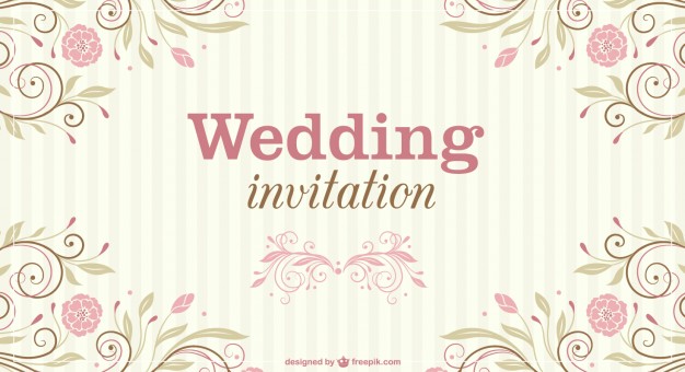 626x340 Floral Wedding Invitation Vector Free Download