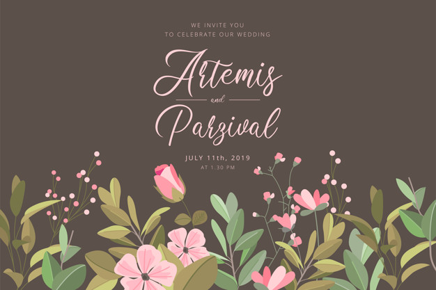 Wedding Invitation Card With Floral Border Vector Free Download 626x417 Wedding Invitation Card With Floral Border Vector Free Download