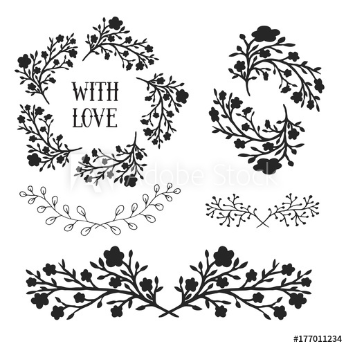 Floral Design Elements Set, Frames And Borders Vector Decorative 500x500 Floral Design Elements Set, Frames And Borders Vector Decorative