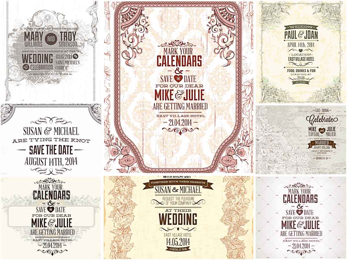 1200x900 Light Graphic Wedding Invitations Vector Free Download