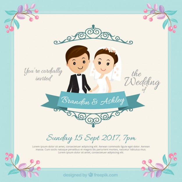 626x626 Nice Couple Wedding Invitation Vector Free Download
