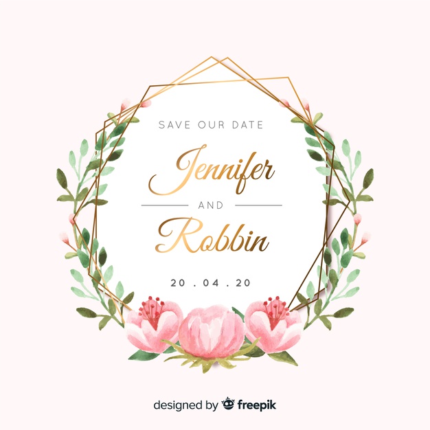 626x626 Watercolor Wedding Invitation Vector Free Download