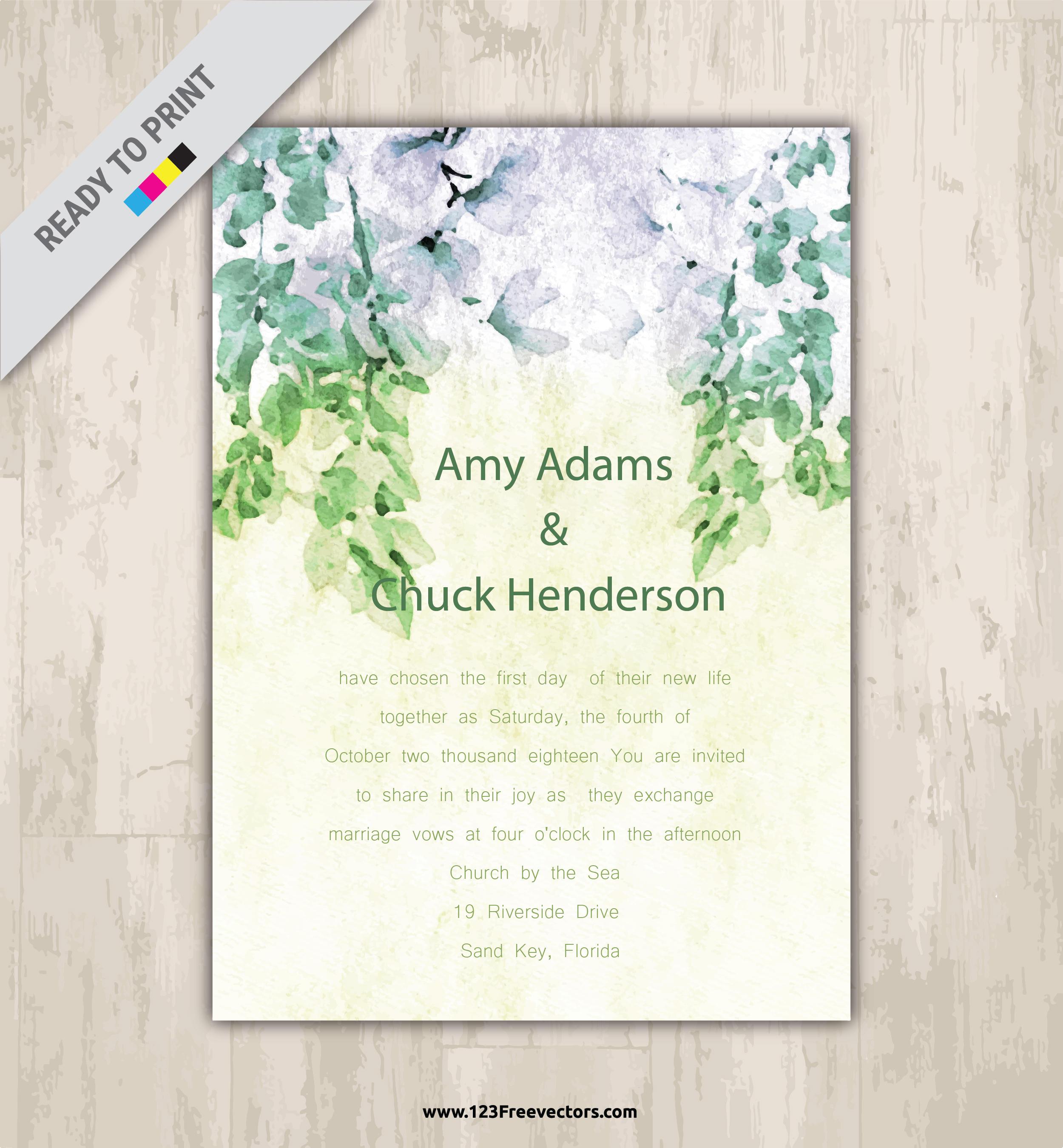 2500x2700 Wedding Invitation Vector Free Download