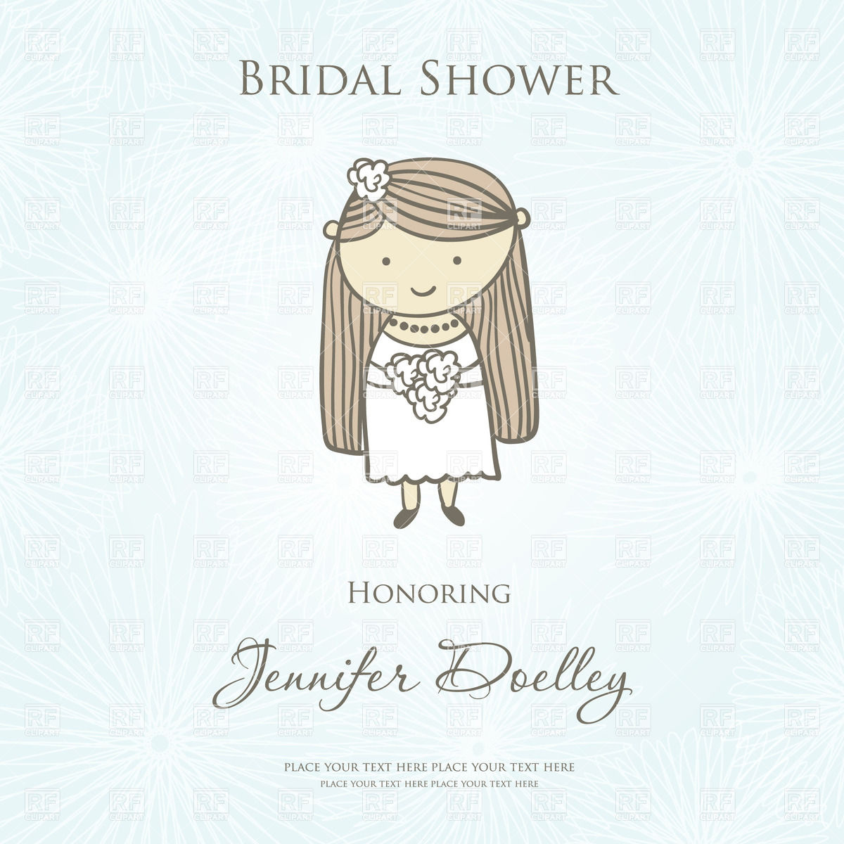 1200x1200 Wedding Invitation With Cute Cartoon Bride Vector Image Of People