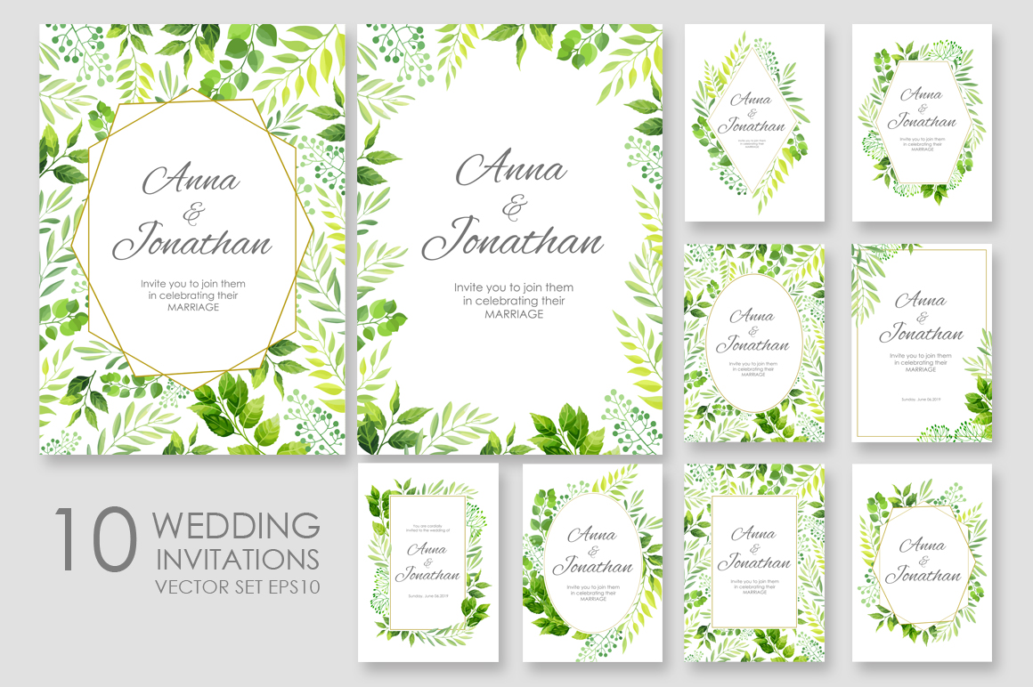 1160x772 Floral Wedding Invitations Vector Set