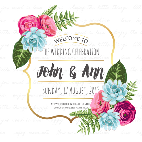 500x500 Flower Frame With Wedding Invitation Vector Free Download