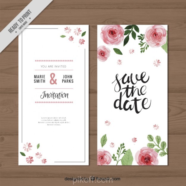 626x626 Watercolor Roses Wedding Invitation Vector Free Download