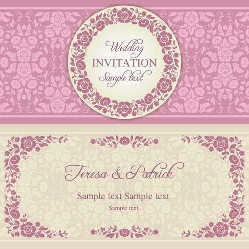 500x500 Ornate Pink Floral Wedding Invitations Vector Free Download