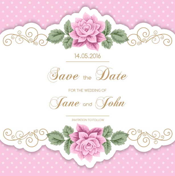 615x619 Vintage Flower With Wedding Invitation Vector Free Vectors
