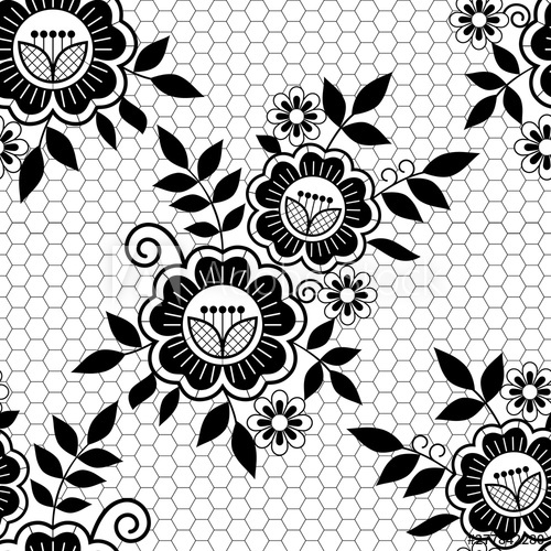500x500 Seamless Retro Floral Wedding Lace Vector Pattern