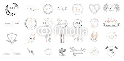 Big Set Of Wedding Monogram Logos Collection, Hand Drawn Modern 400x196 Big Set Of Wedding Monogram Logos Collection, Hand Drawn Modern