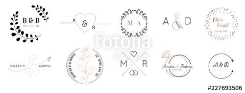 Wedding Monogram Logos Collection, Hand Drawn Modern Minimalistic 500x191 Wedding Monogram Logos Collection, Hand Drawn Modern Minimalistic