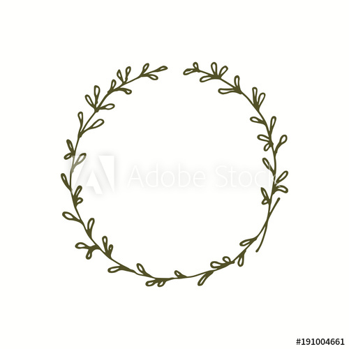 Wedding Monogram Wreath With Line Art Leaves 500x500 Wedding Monogram Wreath With Line Art Leaves