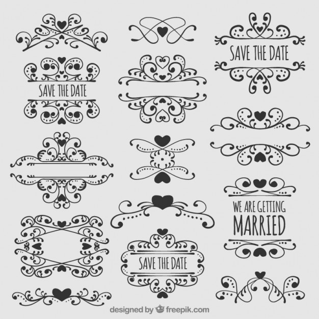 626x626 Hand Drawn Beautiful Wedding Ornaments Vector Free Download